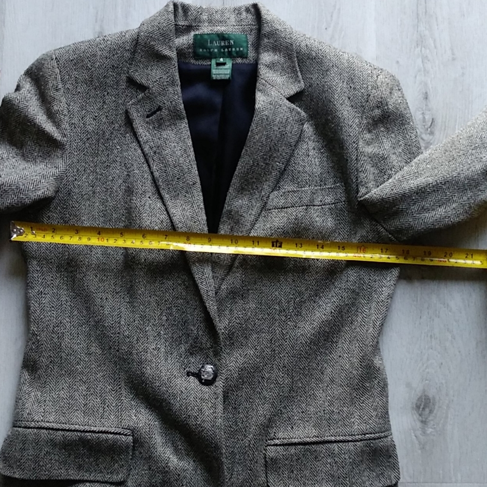 Ralph Lauren Jacket blazer 100% Silk Herringbone - Picture 8 of 13